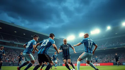 Niccolò Tresoldi, wearing Club Brugge's plain blue kit, stands dejected, hands on knees, as the ball sails past the post...