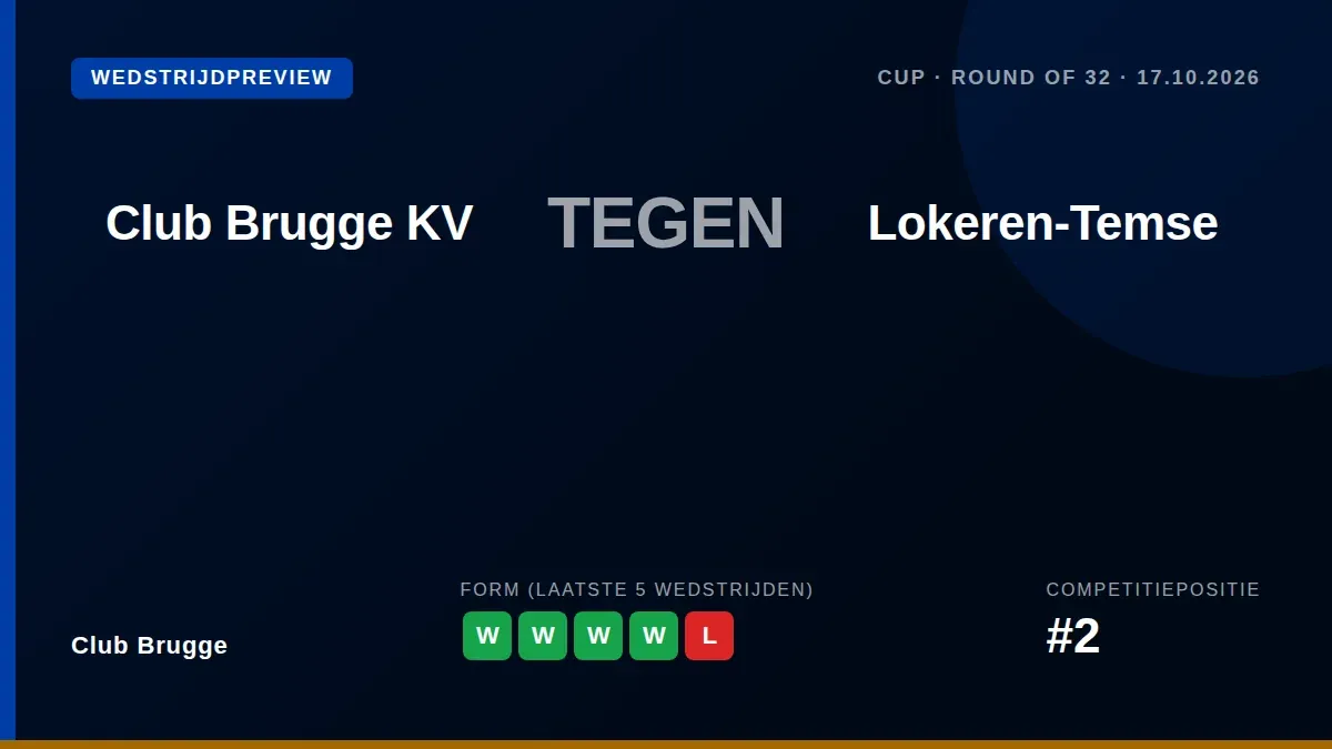 Club Brugge begint zaterdagavond aan de strijd om de Beker van België met een thuisduel tegen amateurploeg Lokeren-Temse...